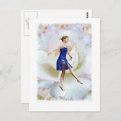 Ballet Dancer over White Rose Briefkaart (Voorkant / Achterkant)