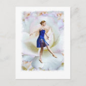 Ballet Dancer over White Rose Briefkaart (Voorkant)
