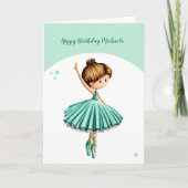 Ballet Dancer Persoonlijk Turquoise Girl Birthday Kaart (Voorkant)