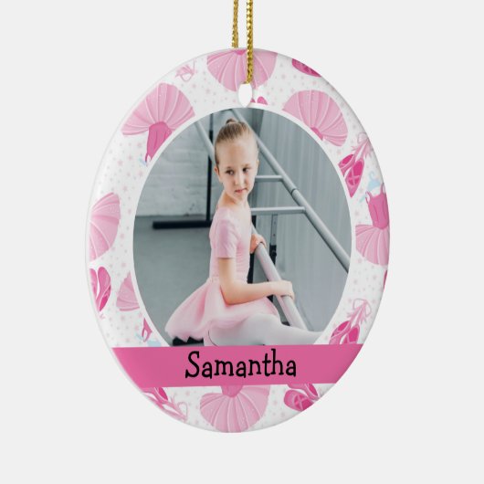 Ballet Dancer Photo Holiday Monogram Keramisch Ornament (Rechts)