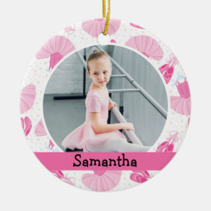 Ballet Dancer Photo Holiday Monogram Keramisch Ornament