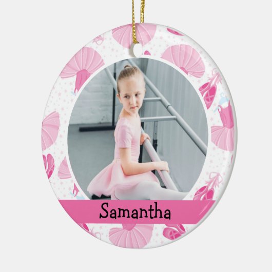 Ballet Dancer Photo Holiday Monogram Keramisch Ornament (Links)