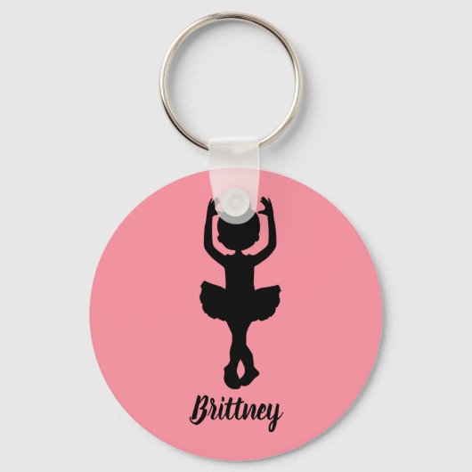 Ballet Dancer Pink en Black Sleutelhanger (Voorkant)