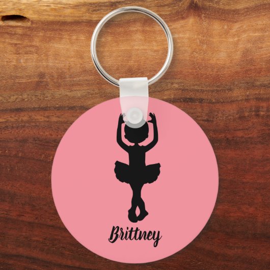 Ballet Dancer Pink en Black Sleutelhanger (Voorkant)