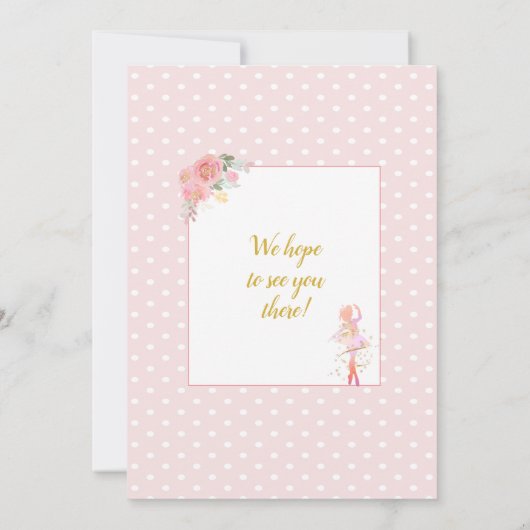 Ballet Dancer Pink Floral Girl Kaart (Achterkant)