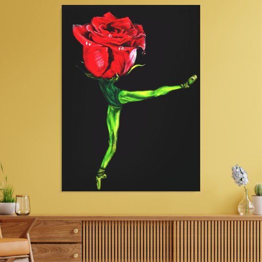 Ballet Dancer Roos Ballerina Canvas Schilderij Afdruk (Insitu (Woonkamer))