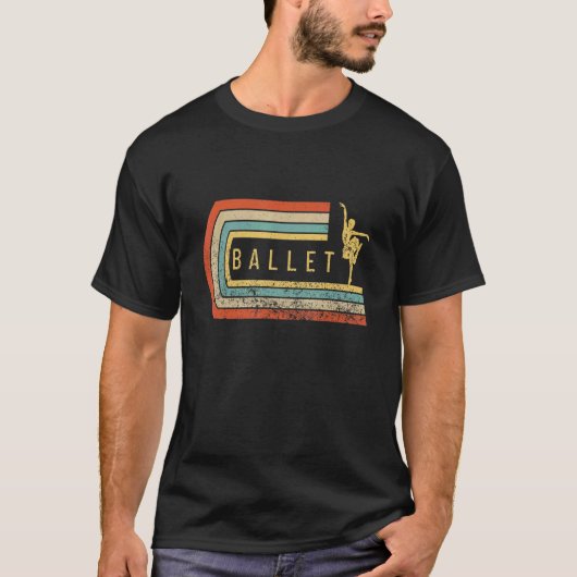 Ballet Dancer Silhouette Distressed Retro Ballet T-shirt (Voorkant)