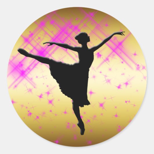 BALLET DANCER SILHOUETTE RONDE STICKER (Voorkant)