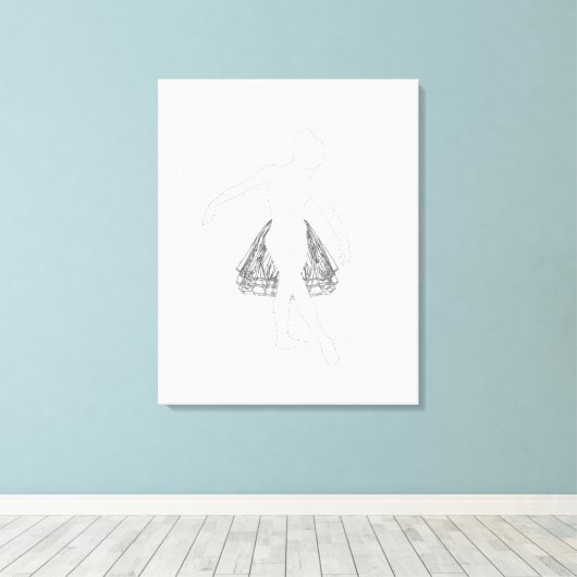 Ballet Dancer Sketch Line Art Canvas Girls Room (Insitu (Houten vloer))