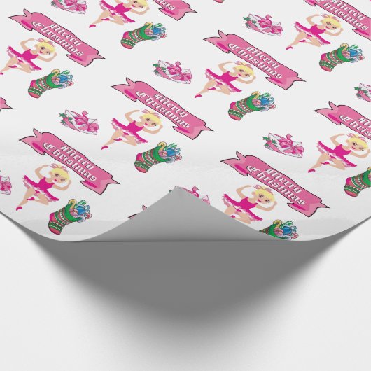 Ballet Dancer Stocking and Gift Merry Kerstmis Cadeaupapier (Hoek)