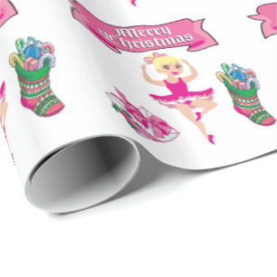 Ballet Dancer Stocking and Gift Merry Kerstmis Cadeaupapier