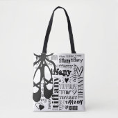 Ballet Dancer Text Name Pattern - Gepersonaliseerd Tote Bag (Voorkant)
