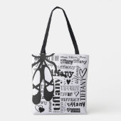 Ballet Dancer Text Name Pattern - Gepersonaliseerd Tote Bag (Achterkant)