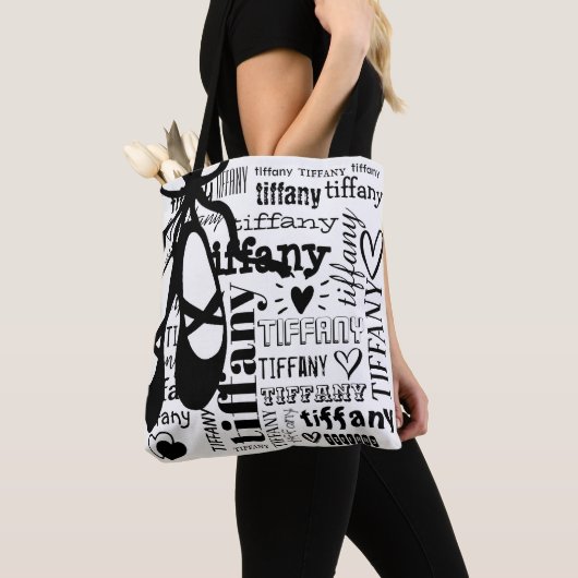 Ballet Dancer Text Name Pattern - Gepersonaliseerd Tote Bag (Dichtbij)