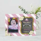 Ballet Dancer Tutu Cute Pink Party Birthday Invite Kaart (Staand voorkant)