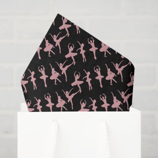 Ballet Dancers Ballerina Pattern Black Tissuepapier (Cadeauzakje)