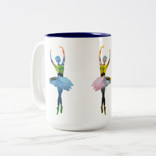 Ballet Dancers Ballerina Waterverf Art Tweekleurige Koffiemok