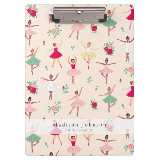 Ballet Dancers Pattern Cute Ballerina Teacher Klembord (Voorkant)