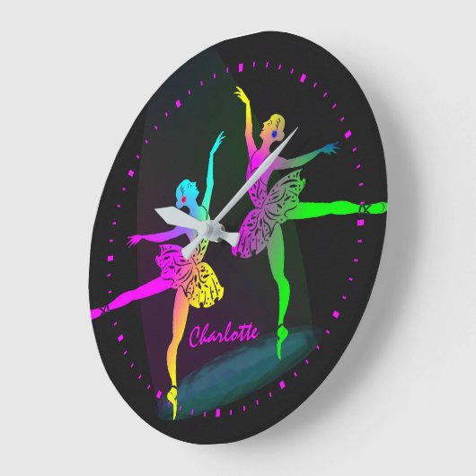 Ballet Dancers Rainbow Girly Grote Klok (Hoek)