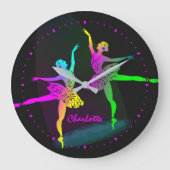 Ballet Dancers Rainbow Girly Grote Klok (Voorkant)