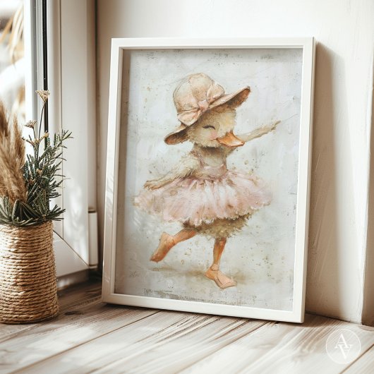 Ballet Dancing Duck Whimsical Nursery Ballerina Poster