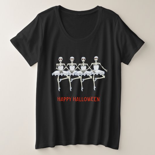 Ballet Dancing Skeletons Halloween Party Grote Maat T-shirt (Design voorkant)