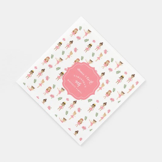 Ballet Dans & Draai Roze Ballerina Verjaardag Servet (Hoek)