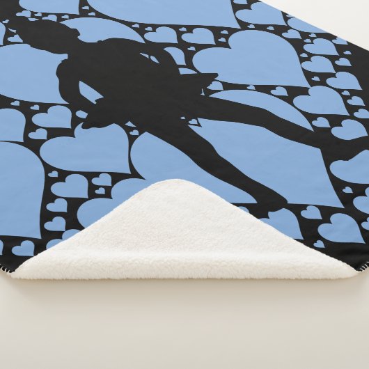 Ballet dansdeken met ballerina & blauw hart. sherpa deken (3/4)