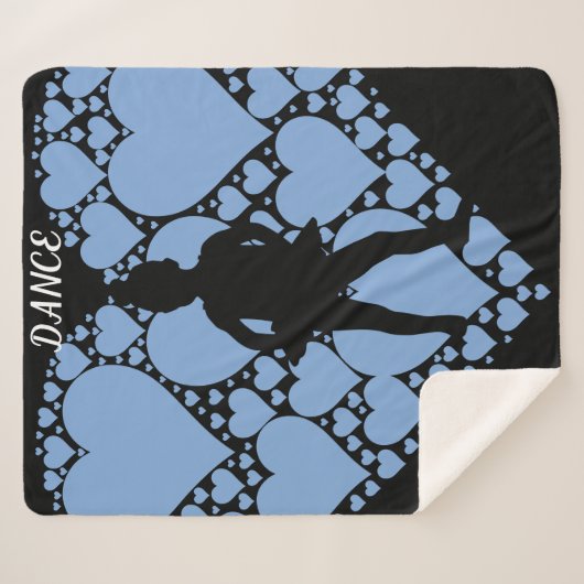 Ballet dansdeken met ballerina & blauw hart. sherpa deken (Voorkant (horizontaal))