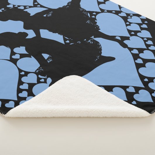 Ballet dansdeken met ballerina's & blauw hart. sherpa deken (3/4)