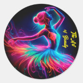 Ballet dansen artistieke esthetische neon kleur vr ronde sticker (Voorkant)