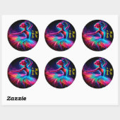 Ballet dansen artistieke esthetische neon kleur vr ronde sticker (Vel)