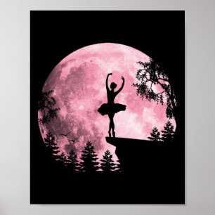 Ballet Dansen Roze Volle Maan Ballerina Vrouwen Me Poster