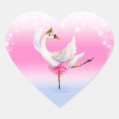 Ballet dansen witte zwaan op meer waterverf kunst hart sticker (Voorkant)