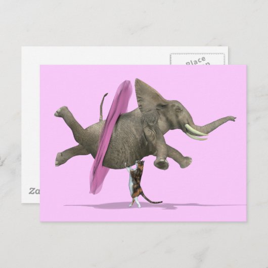 Ballet Dansend Elephant Briefkaart (Voorkant / Achterkant)