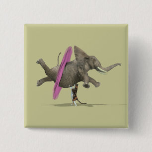 Ballet Dansend Elephant Vierkante Button 5,1 Cm