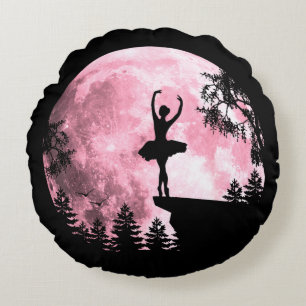 Ballet Dansende Roze Vollemaan Ballerina Vrouwen M Rond Kussen