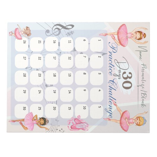 Ballet danser 30-daagse praktijk uitdaging notitieblok (Voorkant)