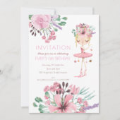 Ballet danser Florals Meisjes 6e Verjaardagsfeest Kaart (Voorkant)