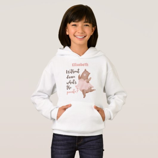 Ballet danser hoodie met Schattigee en grappige sl (Voorkant volledig)