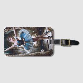 Ballet danser in een blauwe Tutu Bagagelabel