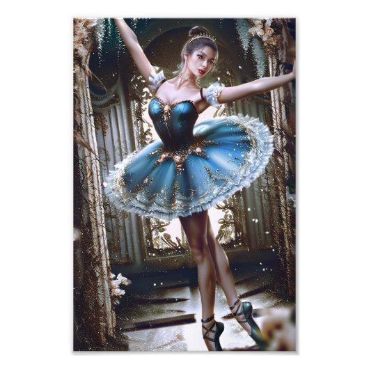 Ballet danser in een blauwe Tutu Foto Afdruk (Voorkant)