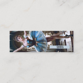 Ballet danser in een Blue Tutu Custom Name Bladwij Mini Visitekaartje