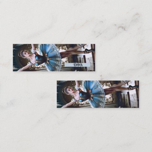 Ballet danser in een Blue Tutu Custom Name Bladwij Mini Visitekaartje (Voorkant / Achterkant)