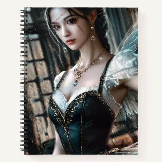 Ballet danser in een groene TuTu en Fairy Wings Notitieboek (Voorkant)