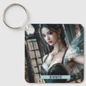 Ballet danser in een groene TuTu en Fairy Wings Sleutelhanger (Voorkant)