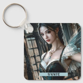 Ballet danser in een groene TuTu en Fairy Wings Sleutelhanger