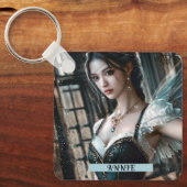 Ballet danser in een groene TuTu en Fairy Wings Sleutelhanger (Voorkant)