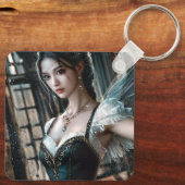 Ballet danser in een groene TuTu en Fairy Wings Sleutelhanger (Achterkant)