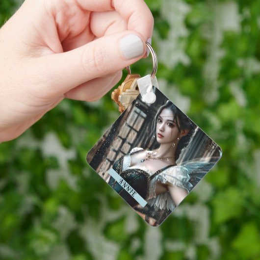 Ballet danser in een groene TuTu en Fairy Wings Sleutelhanger (Hand)